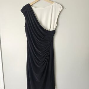 Elegant Black and White Draped Dress